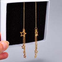 Wholesale Jewelry Star Long Tassels Titanium Steel Earrings Nihaojewelry main image 3