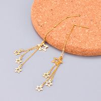 Wholesale Jewelry Star Long Tassels Titanium Steel Earrings Nihaojewelry main image 4