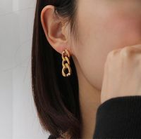 Wholesale Jewelry Retro Chain Titanium Gold Plated Earrings Nihaojewelry main image 3