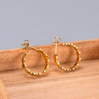 Wholesale Jewelry Gold Plated Matte Disc Studtitanium Steel Earrings Nihaojewelry main image 3