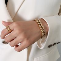 Bracelet Chaîne Cubaine Diamants En Acier Titane Exagéré Bijoux En Gros Nihaojewelry main image 5