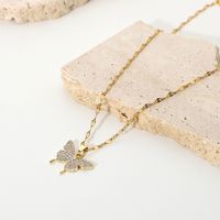 Wholesale Jewelry Butterfly Inlaid Diamond Pendant Stainless Steel Necklace Nihaojewelry main image 1