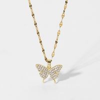 Wholesale Jewelry Butterfly Inlaid Diamond Pendant Stainless Steel Necklace Nihaojewelry main image 6