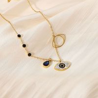 Großhandel Schmuck Blaue Diamantauge Wassertropfen Anhänger Edelstahl Halskette Nihaojewelry main image 5