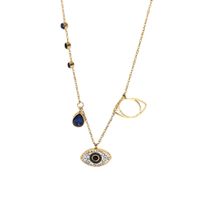 Wholesale Jewelry Blue Diamond Eye Water Drop Pendant Stainless Steel Necklace Nihaojewelry main image 6