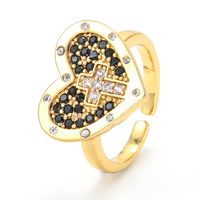 Wholesale Heart-shaped Cross Micro-inlaid Zircon Opening Adjustable Ring Nihaojewelry main image 4