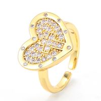 Wholesale Heart-shaped Cross Micro-inlaid Zircon Opening Adjustable Ring Nihaojewelry main image 5