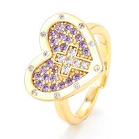 Wholesale Heart-shaped Cross Micro-inlaid Zircon Opening Adjustable Ring Nihaojewelry main image 6