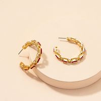 Wholesale Korean Style Geometric Inlaid Diamond C-shaped Earrings Nihaojewelry main image 3