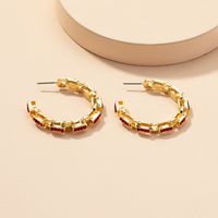 Wholesale Korean Style Geometric Inlaid Diamond C-shaped Earrings Nihaojewelry main image 4