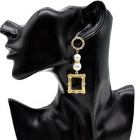Wholesale Jewelry Long Square Pearl Geometric Pendant Earrings Nihaojewelry main image 1