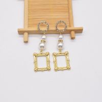 Wholesale Jewelry Long Square Pearl Geometric Pendant Earrings Nihaojewelry main image 3