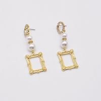Wholesale Jewelry Long Square Pearl Geometric Pendant Earrings Nihaojewelry main image 4