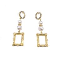 Wholesale Jewelry Long Square Pearl Geometric Pendant Earrings Nihaojewelry main image 6