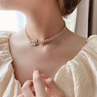 Wholesale Jewelry Pearl Stitching Flower Inlaid Diamond Necklace Nihaojewelry main image 3