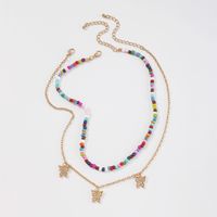 Wholesale Jewelry Bohemian Style Color Beads Butterfly Pendant Double Layer Necklace Nihaojewelry main image 4