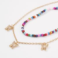 Wholesale Jewelry Bohemian Style Color Beads Butterfly Pendant Double Layer Necklace Nihaojewelry main image 5