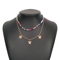 Bijoux En Gros Style Bohème Couleur Perles Papillon Pendentif Double Couche Collier Nihaojewelry main image 6