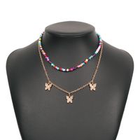 Bijoux En Gros Style Bohème Couleur Perles Papillon Pendentif Double Couche Collier Nihaojewelry sku image 1