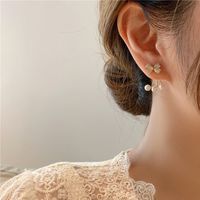 Vente En Gros Boucles D&#39;oreilles En Cuivre Perle Bowknot Zircon Micro-incrusté Nihaojewelry main image 3