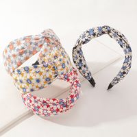 Korean Style Floral Printed Fabric Cross-knotted Headband Wholesale Nihaojewelry main image 3