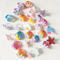Wholesale  Cartoon Crown Cute Little Yellow Duck Cloud Multi-color Resin Ring main image 4