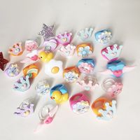 Wholesale  Cartoon Crown Cute Little Yellow Duck Cloud Multi-color Resin Ring main image 5