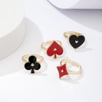 Wholesale Fashion Dripping Playing Cards Black Metal Opening Ring Nihaojewelry main image 1