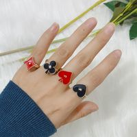 Wholesale Fashion Dripping Playing Cards Black Metal Opening Ring Nihaojewelry main image 3