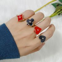 Wholesale Fashion Dripping Playing Cards Black Metal Opening Ring Nihaojewelry main image 4