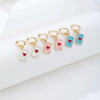 Wholesale Jewelry Metal Heart Dripping Playing Card Earrings Nihaojewelry main image 1
