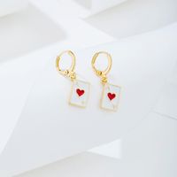 Wholesale Jewelry Metal Heart Dripping Playing Card Earrings Nihaojewelry main image 3