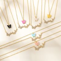 Wholesale Jewelry Butterfly Inlaid Diamond Pendant Double-layer Necklace Nihaojewelry main image 1