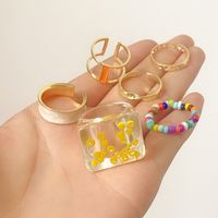 Wholesale Fashion Beads Alloy Drip Geometric Ring Set Nihaojewelry main image 3
