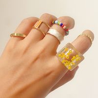 Wholesale Fashion Beads Alloy Drip Geometric Ring Set Nihaojewelry main image 4