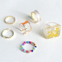 Wholesale Fashion Beads Alloy Drip Geometric Ring Set Nihaojewelry main image 5