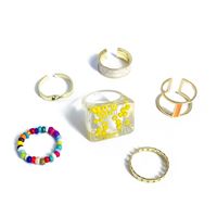 Wholesale Fashion Beads Alloy Drip Geometric Ring Set Nihaojewelry main image 6