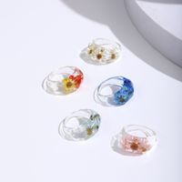 Wholesale Simple Transparent Resin Flower Ring 5-piece Set Nihaojewelry main image 1