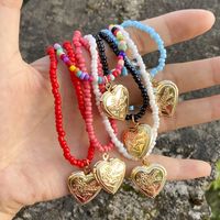 Wholesale Jewelry Color Beaded Heart-shaped Pendant Necklace Nihaojewelry main image 1