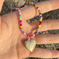 Wholesale Jewelry Color Beaded Heart-shaped Pendant Necklace Nihaojewelry main image 5