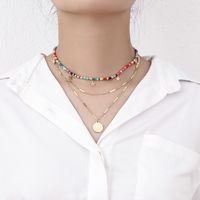 Wholesale Jewelry Retro Color Beaded Star Disc Pendant Necklace Nihaojewelry main image 1