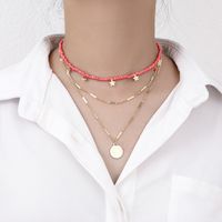 Gros Bijoux Rétro Couleur Perlée Étoile Disque Pendentif Collier Nihaojewelry main image 5