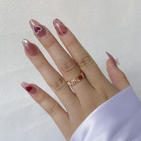 Wholesale Fashion Color Heart Five-pointed Star Dripping Oil Alloy Ring Nihaojewelry main image 3