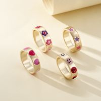 Wholesale Fashion Color Heart Five-pointed Star Dripping Oil Alloy Ring Nihaojewelry main image 5