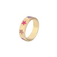 Wholesale Fashion Color Heart Five-pointed Star Dripping Oil Alloy Ring Nihaojewelry main image 6