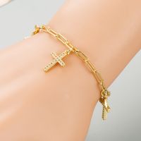 Cross Pendant Copper Micro-inlaid Zircon Chain Bracelet Wholesale Jewelry Nihaojewelry main image 1
