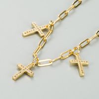 Cross Pendant Copper Micro-inlaid Zircon Chain Bracelet Wholesale Jewelry Nihaojewelry main image 4
