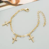 Cross Pendant Copper Micro-inlaid Zircon Chain Bracelet Wholesale Jewelry Nihaojewelry main image 5