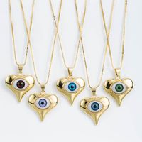 Wholesale Jewelry Heart-shaped Devil Eye Pendant Copper Necklace Nihaojewelry main image 1