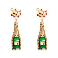 Wholesale Jewelry Alloy Inlaid Pearl Rhinestone Dripping Wine Bottle Earrings Nihaojewelry main image 6